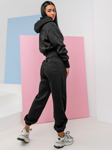 Μαύρο γυναικείο αθλητικό σετ δύο κομματιών Bolf 8C79