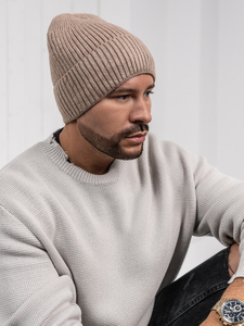 Καφέ ανδρικό χειμερινό καπέλο με επένδυση Bolf 387046