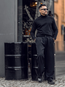 Ανδρικό πουλόβερ Βασικός με ζιβάγκο Μαύρος Bolf 535A