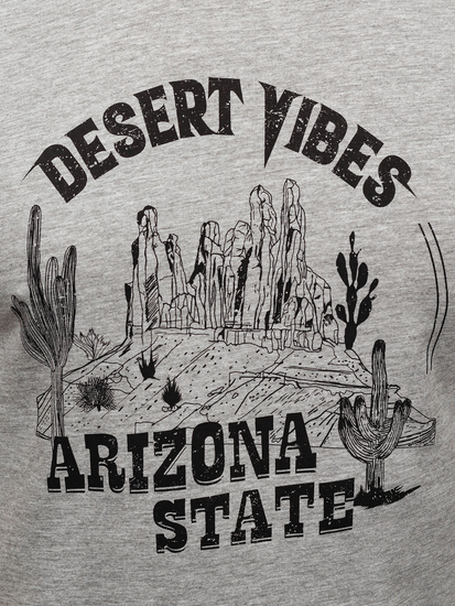 Γκρι βαμβακερό ανδρικό t-shirt με στάμπα Bolf MPO3483