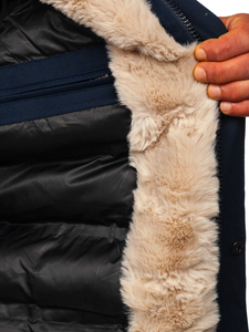 Ναυτικο μπλε μπουφαν ανδρικο χειμερινο τυπου parka Bolf 22M116