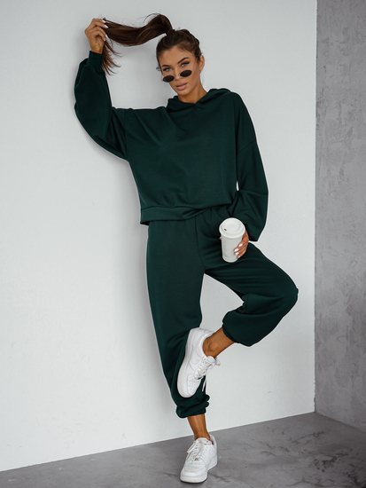 Γυναικεία αθλητική φόρμα 2 τεμαχίων με κουκούλα από βούτυρο Πράσινο μπουκάλι Bolf 525