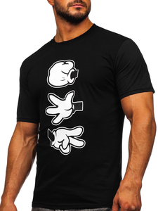 Ανδρικό μπλουζάκι με στάμπα από βαμβάκι Μαύρος Bolf KS1997