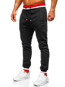 Μαύρο ανδρικό σετ φόρμας με την κουκούλα Bolf 8C60