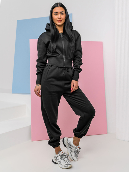 Μαύρο γυναικείο αθλητικό σετ δύο κομματιών Bolf 8C79