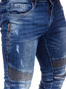 Μπλε μαρέν ανδρικό τζιν παντελόνι slim fit Bolf MP007BS