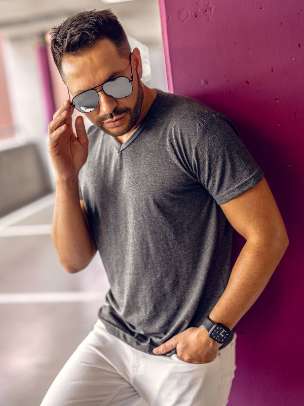 Ανδρικό μπλουζάκι Βασικός με λαιμόκοψη V Ανθρακίτης Bolf 192131A