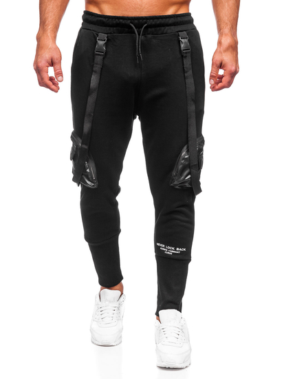 Μαύρο combat παντελόνι ανδρικό joggers φούτερ Bolf 6583
