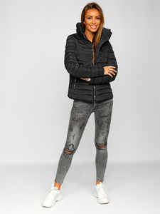 Μαυρο καπιτονε μπουφαν γυναικειο χειμωνιατικο χωρις κουκουλα Bolf 23063