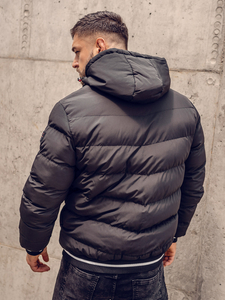 Μαύρη-χρυσή διπλής όψης καπιτονέ ανδρική χειμερινή μπουφάν Bolf 7417A