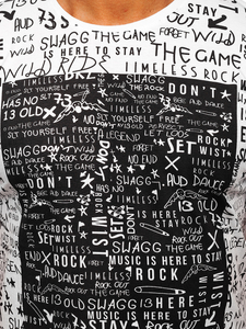 Ανδρικό μπλουζάκι με στάμπα από βαμβάκι Λευκό Bolf 1173