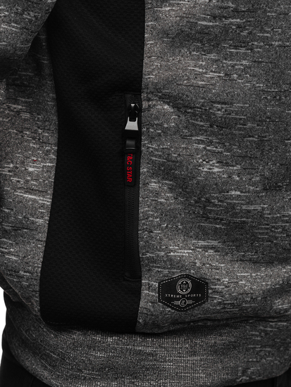 Ανθρακί επενδεδυμένη ανδρική μπλούζα με κουκούλα Bolf TC1305