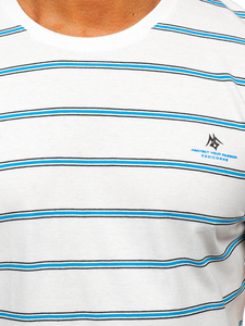 Λευκό T-shirt ανδρικό ριγέ Bolf 14952