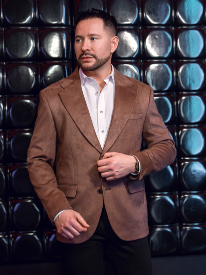 Ανδρικό βελούδινο σακάκι Καστανός Bolf 24410