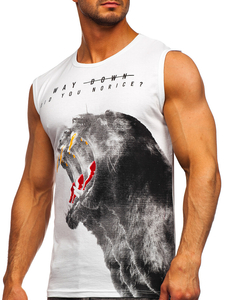 Λευκο μπλουζακι tank top με σταμπα Bolf 14808