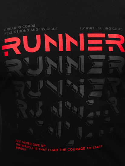 Μαύρο T-shirt ανδρικό με στάμπα Bolf 14336