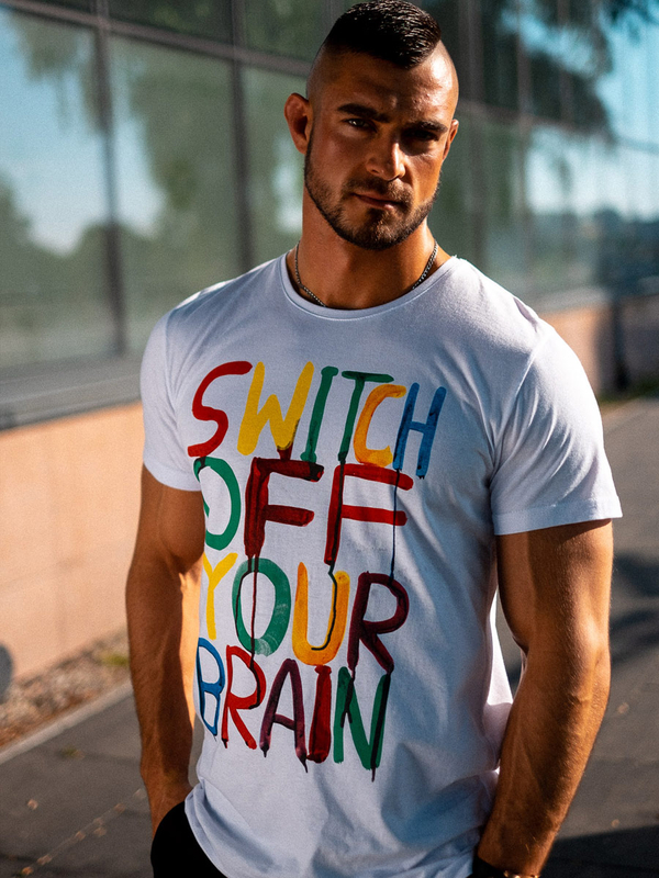 Ανδρικό μπλουζάκι με στάμπα Λευκό Bolf 1181B