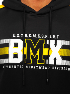 Μαύρο με εκτύπωση ανδρικό φούτερ με κουκούλα Bolf HY973