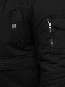 Μαυρο χοντρο μπουφαν ανδρικο χειμερινο βαμβακερο Bolf 1890