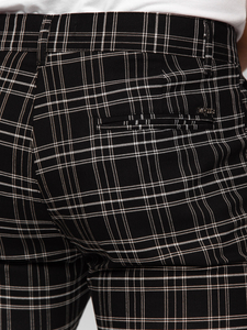 Μαύρο ανδρικό καρό υφασμάτινο παντελόνι Bolf 184166