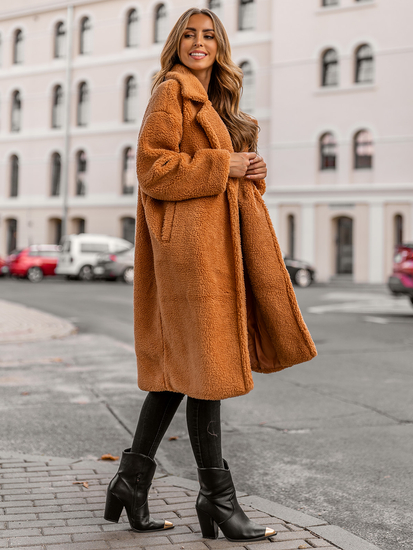 Camel γυναικείο μακρύ μονωμένο χειμερινό παλτό Bolf AN105