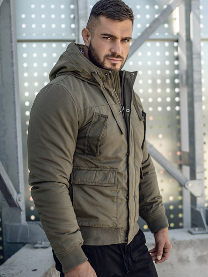 πρασινο χοντρο μπουφαν ανδρικο χειμερινο βαμβακερο Bolf 1890