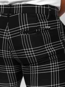 Μαύρο ανδρικό καρό υφασμάτινο παντελόνι Bolf 184160