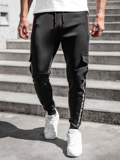 Μαύρο ανδρικό παντελόνι φόρμας με τσέπες Bolf K10279A