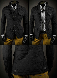 Μαύρο κομψό ανδρικό καπιτονέ μπουφάν Bolf 802A