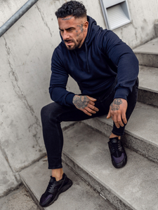 Ανδρική κουκούλα καγκουρό Ναυτικό μπλε Bolf MB001A