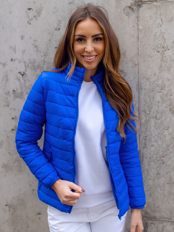 Καπιτονέ μεταβατικό μπουφάν γυναικείο με όρθιο γιακά σε χρώμα μπλε του κοβαλτίου Bolf 1141A