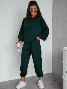 Γυναικεία αθλητική φόρμα 2 τεμαχίων με κουκούλα από βούτυρο Πράσινο μπουκάλι Bolf 525