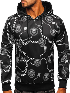 Μαυρο με σταμπα Φουτερ ανδρικο με κουκουλα Bolf HM336