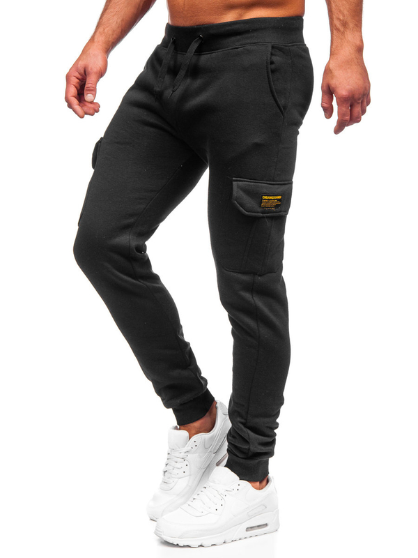 Μαύρο combat παντελόνι ανδρικό joggers φούτερ Bolf JX8709