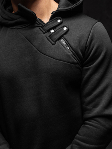 Μαυρο φουτερ ανδρικο με κουκουλα Bolf 06