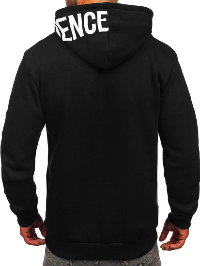 Μαύρο ανδρικό φούτερ με κουκούλα με στάμπα Bolf 147050