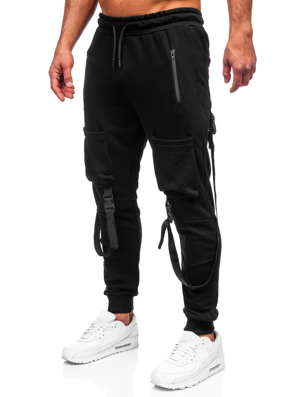 Μαύρο combat παντελόνι ανδρικό joggers φούτερ Bolf 6581