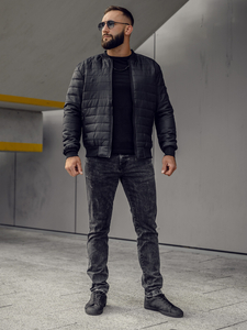 Ανδρικό ελαφρύ καπιτονέ Bomber Σακάκι Μαύρος Bolf MY-02A2