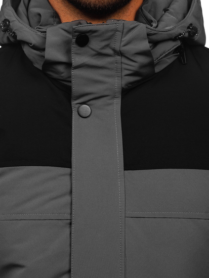 Γραφίτης ανδρικό χειμερινό μπουφάν με κουκούλα Bolf 22M322