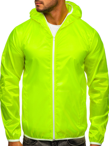 Κιτρινο νεον μεταβατικο μπουφαν ανδρικο αντιανεμικο μπουφαν με κουκουλα BOLF 5060