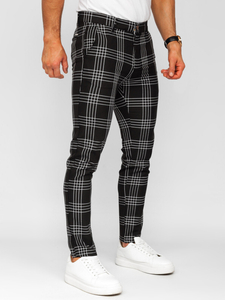 Μαύρο ανδρικό καρό υφασμάτινο παντελόνι Bolf 184160