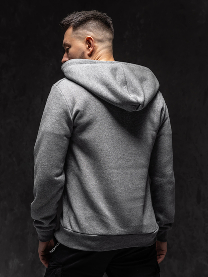 Σκούρο γκρι ανδρικό φούτερ με φερμουάρ και κουκούλα Bolf HW2787A1