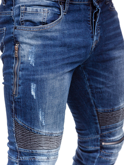 Μπλε μαρέν ανδρικό τζιν παντελόνι slim fit Bolf MP007BS