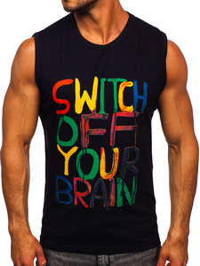 Μαυρο μπλουζακι tank top με σταμπα Bolf 14803-1