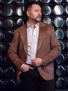 Ανδρικό βελούδινο σακάκι Καστανός Bolf 24410