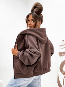 Γυναικεία ζεστή μπλούζα με κουκούλα σε σχήμα πεταλούδας Σοκολάτα Bolf 821112