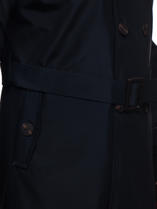 Ναυτικο μπλε με διπλη σειρα κουμπιων παλτο ανδρικο με ορθιος γιακας και ζωνη Bolf 0001