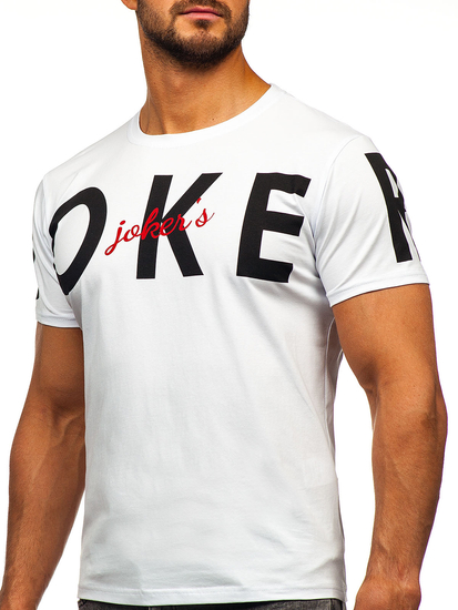 Λευκό ανδρικό t-shirt με στάμπα Bolf M195