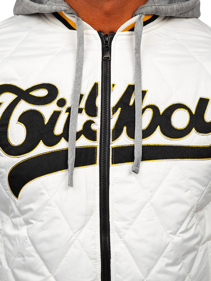 Λευκό καπιτονέ ανδρικό μεταβατικό μπουφάν bomber Bolf HSS058