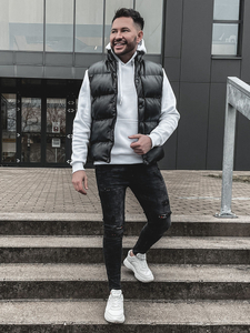 Μαύρο ανδρικό καπιτονέ γιλέκο Bolf 0023-A